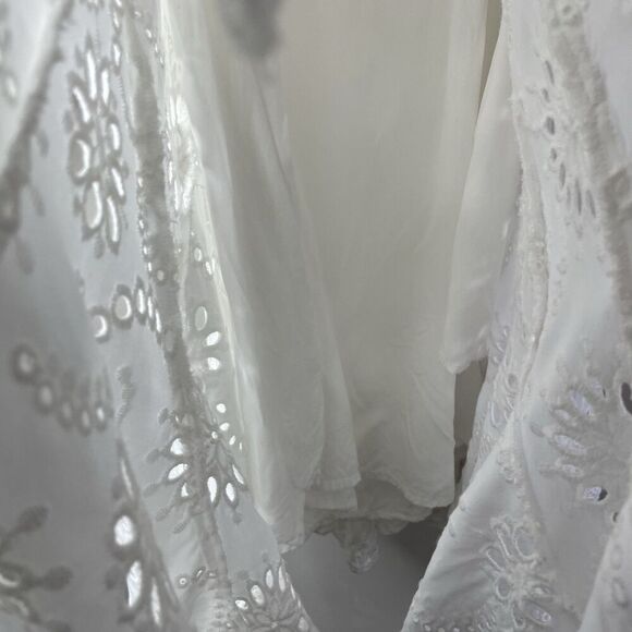 MAJE Rapala Dress Women 40 Large Eyelet Mini A-Line White Lined Pockets Viscose - Picture 7 of 16